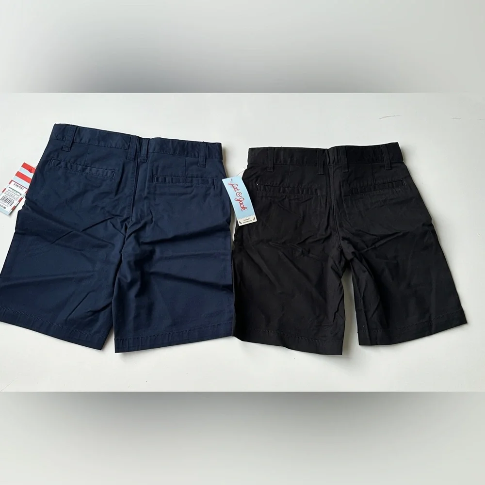 NWT Cat & Jack Lot Of 2 Flat Front Uniform Shorts Black Navy Boys 8 HUSKY Bundle - Picture 2 of 5